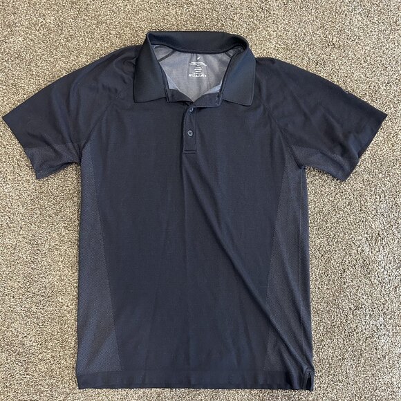 Fabletics Training Day Polo Shirt Short Sleeve Black Mens Size LARGE - Picture 1 of 3